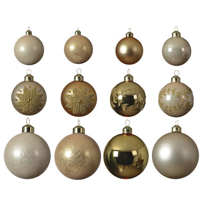 Christbaumkugel Weihnachtskugel Glas glänzend matt glitzernd gold 12 Stück