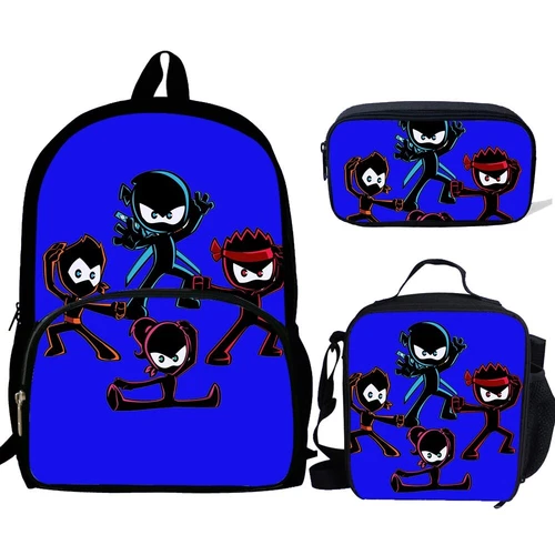 Ninja Kidz Backpack Shoulder Bags Pencil Box Case 3pcs/Set Backpack BookBag - Picture 8 of 16