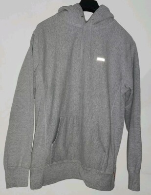 FW16 Supreme 3M Reflective Logo Hooded Sweatshirt Grey Hoodie Size L Large 