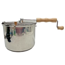 GREAT NORTHERN Twister Original Stove Top Popcorn Popper STAINLESS STEEL 6.5 qt