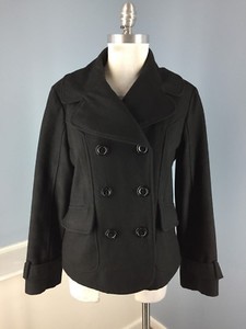 guess black peacoat