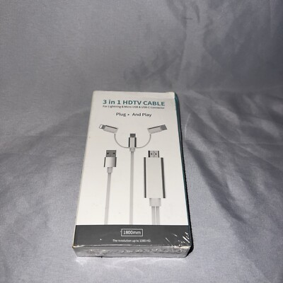 #ad Cable Resolution 3 In 1 HDTV 1800mm Up to 1080HD Capable of attaching to 4 items $15.00