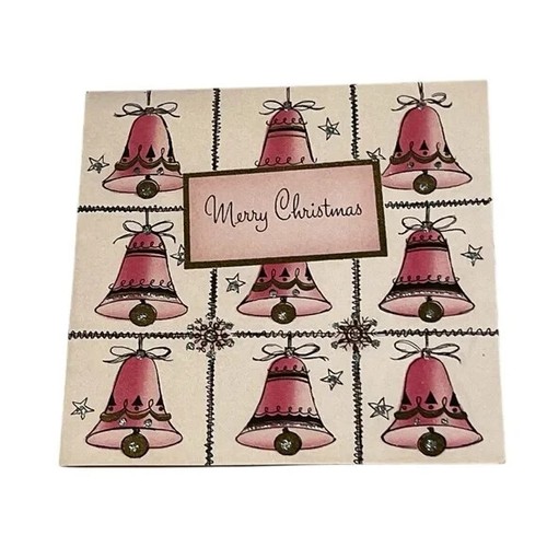 Gibson Merry Christmas Pink Bells Vintage Holiday Card CBX