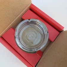 MARLBORO Promotional Glass Ashtray + Bullhorn Design + PP Initials Unused 