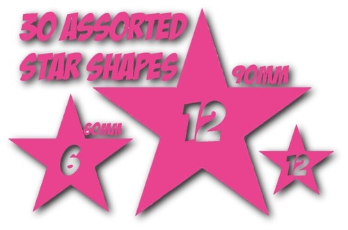 30 x ASSORTED SIZE STAR SHAPE DECAL VINYL STICKER for CAR WALL GUITAR GRAPHIC - Picture 11 of 18