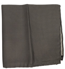 NWOT Italo Ferretti Black  Gray Micro Grid Silk Pocket Square Italy 14"