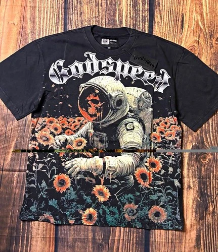 Godspeed Men's Astronaut Space Graphic Tee size S Black Crew Neck Short Sleeve - product listing photo