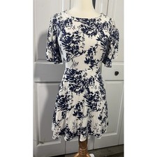 Forever 21 Navy Floral Cutout ALine Dress Women Size Small