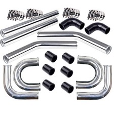 3inch 60cm Intercooler Pipe Kit Aluminum Hoses T-clamps Black Universal