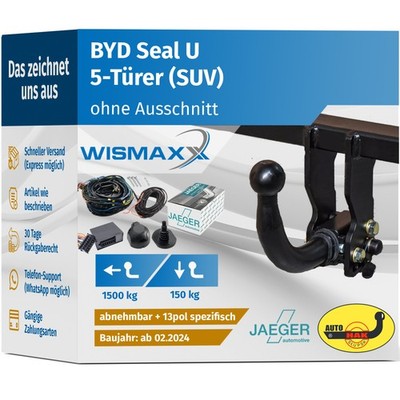 ANHÄNGERKUPPLUNG abnehmbar für BYD Seal U ab 24 +13pol E-Satz JAEGER spezifisch