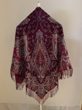 New Pavlovo Posad Woolen shawl with silk fringe