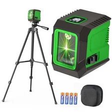 Laser Level with 50” Tripod, 360° Self Leveling Cross Line Laser Level, Green 