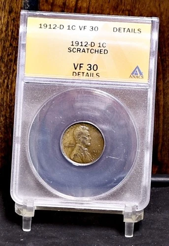 1912-D Lincoln Wheat Cent  ANACS VF Details, Scratched (#60058-L) #6287816