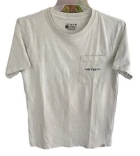 Men’s Carhartt T Shirt Relaxed Fit Tan Beige Logo Graphic Size Small