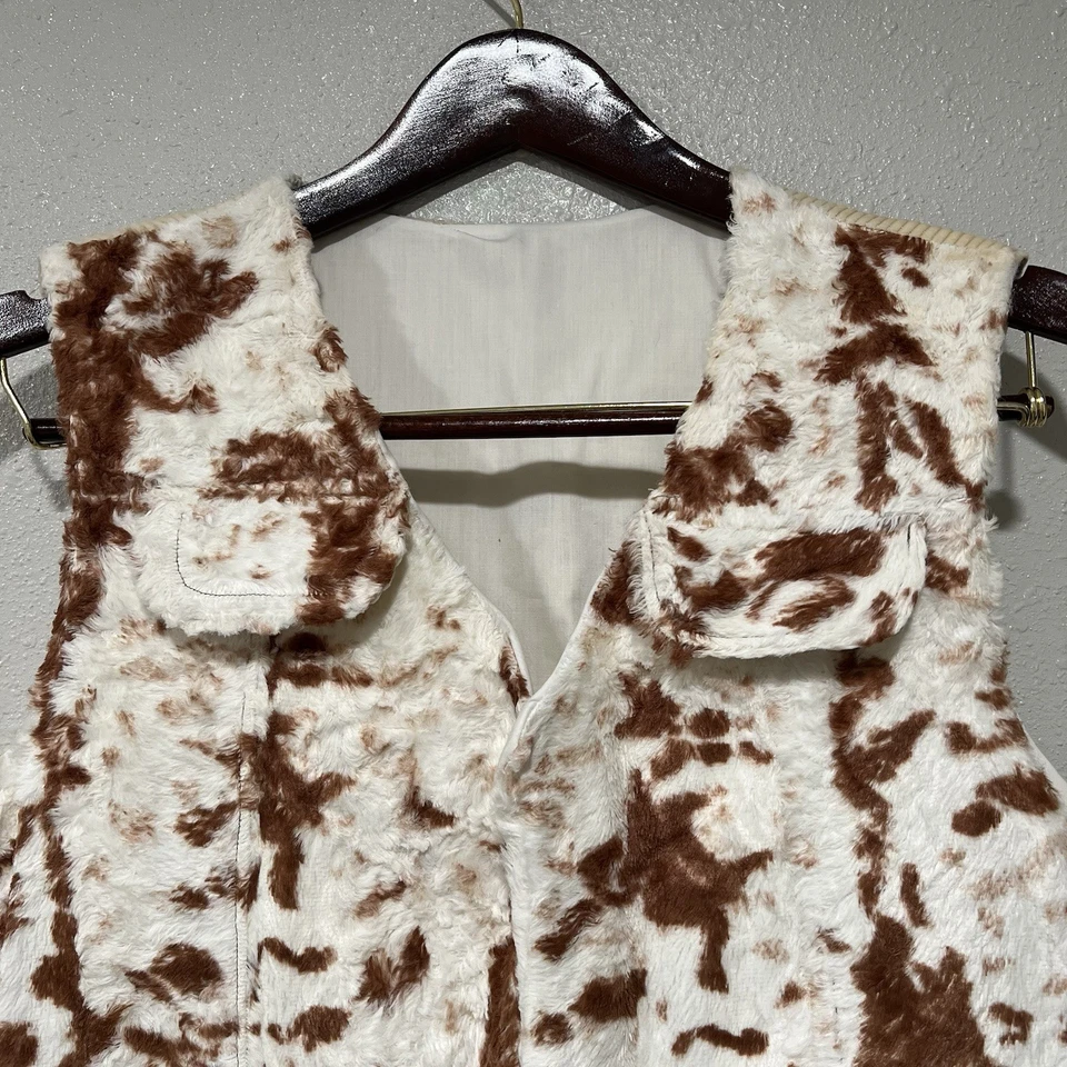 Colete de veludo marrom com estampa de vaca anos 80 vintage sem etiquetas pele sintética faroeste rodeio cowboy - Imagem 2 de 4