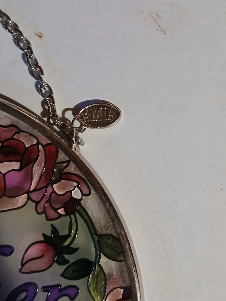 AMIA | GLASS FLORAL MOTHER SUNCATCHER ✪NEW✪ 8123 RARE CUTE MOM GIFT HANDPAINTED - Image 2 of 4
