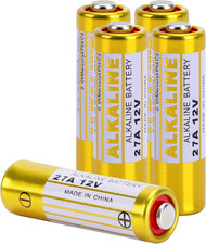 A27 27A 12V Alkaline Battery 5-Pack - 27A Long-Lasting for Garage Door Openers