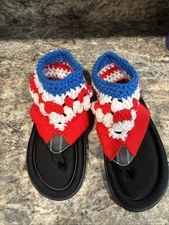 Ocean Pacific Op Size 11/12 Memory Foam With Handmade Crochet Foot Warmer