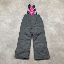 Oshkosh Snow Pants Girls Age 7 Ski Dungarees Suspenders Lined Trousers, Grey