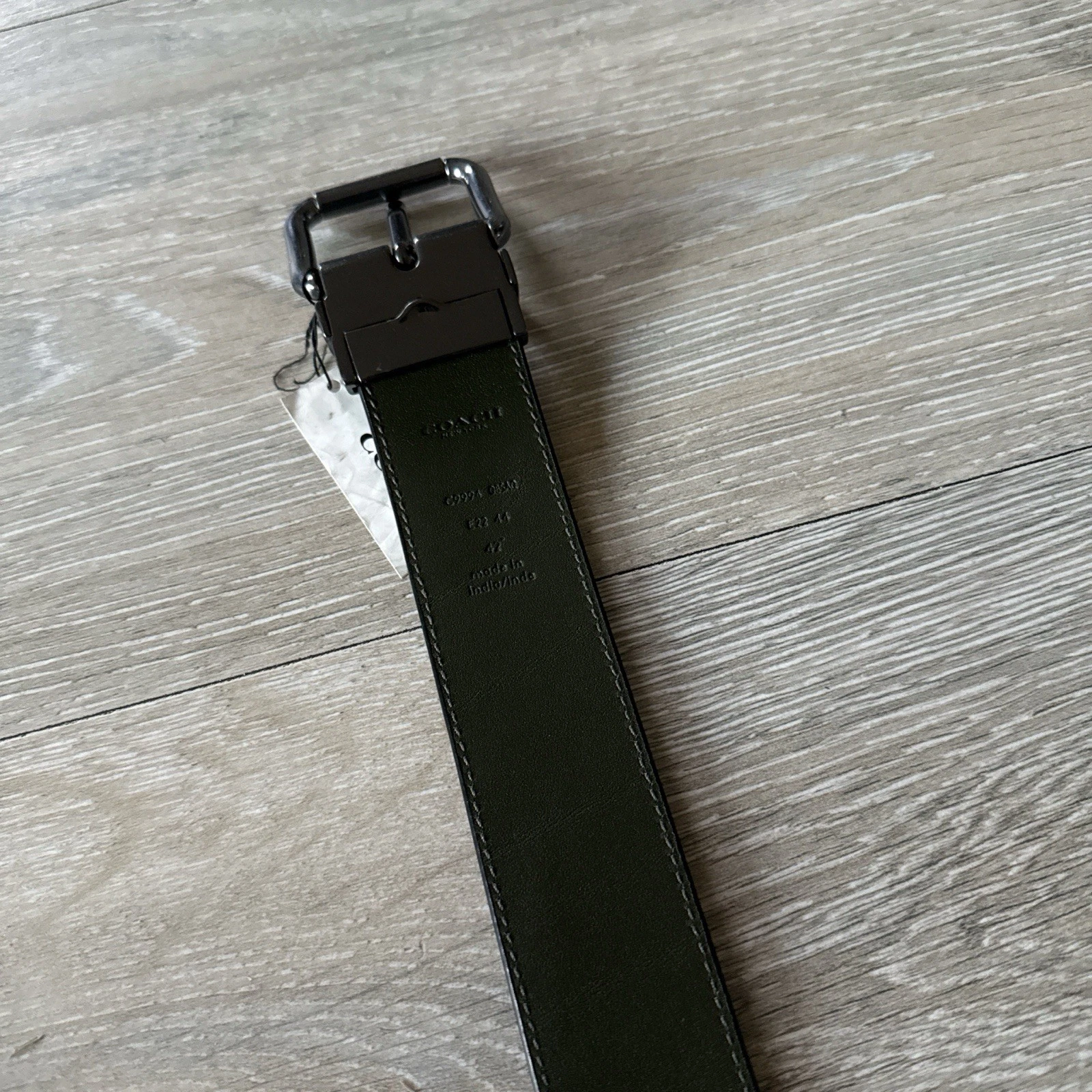 Cintura Coach uomo classica verde firma monogramma logo pelle verde taglia 42