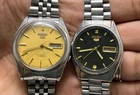 Lot of 2 Vintage Seiko 7009 & 7019 Automatic Yellow & Black  Dial Men's Watch