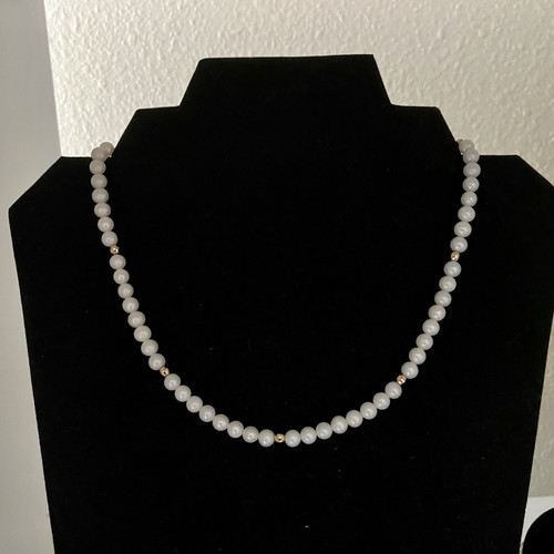 Cultured Pearl Necklace With Gold Beads And 14K Gold Clasp 16” Long - Picture 4 of 5