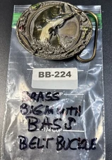 Brass Big Mouth Bass Belt Buckle 1988 Bergamot Brass Works H-45 -  BB-224