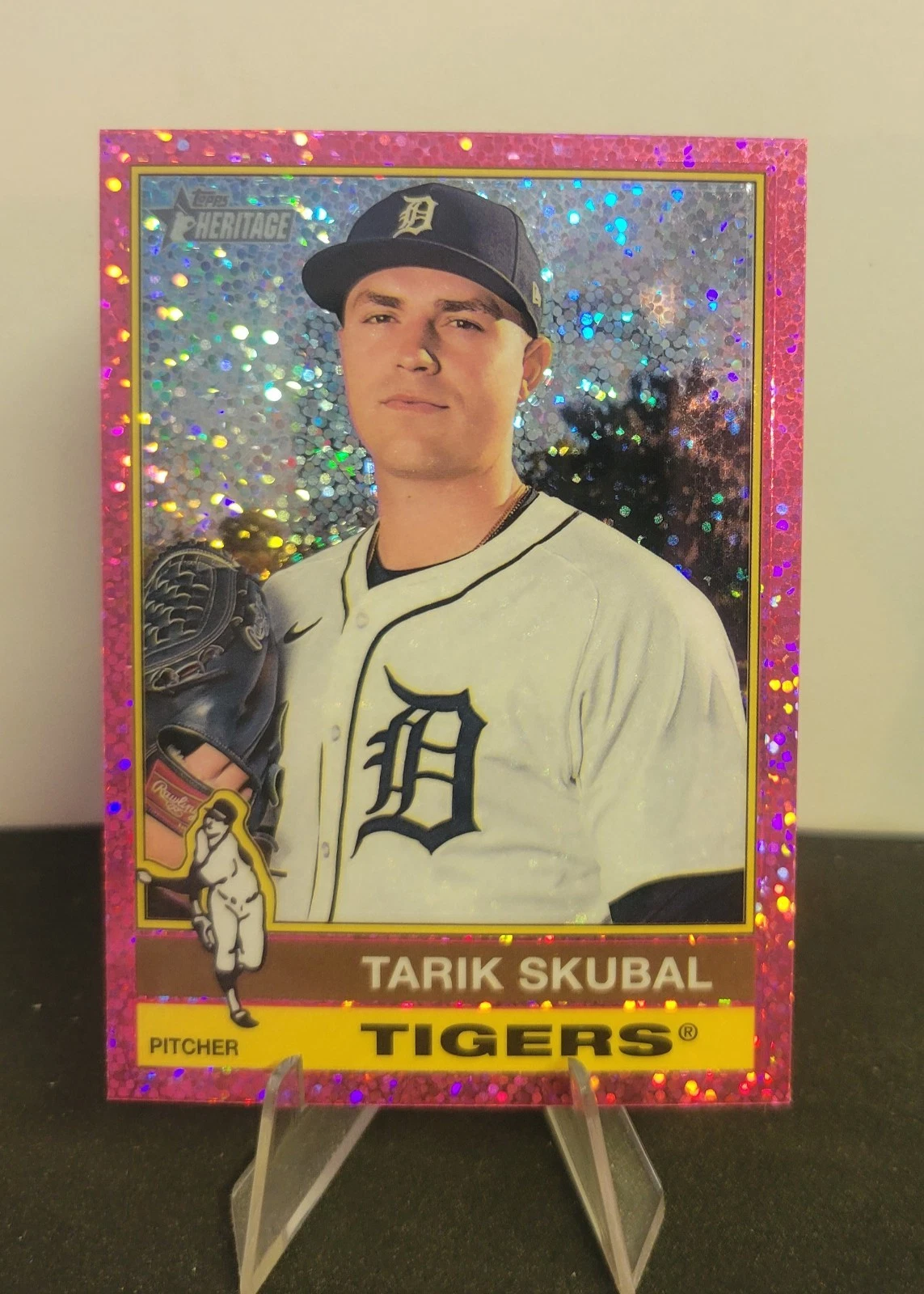 2025 Topps Heritage Tarik Skubal Chrome Pink Sparkle Refractor #116 Tigers