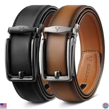 BULLIANT Men's Adjustable Ratchet Belt 2-Pack - Stylish Leather Jeans Belts 1