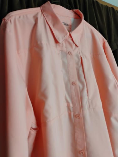 World Wide Sportsman Woman 2XL Fishing Shirt Roll Tab Coral L/S Vented Mesh Back - Picture 6 of 13
