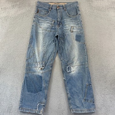 Vintage Pepe Jeans Mens 34x33 Blue Denim Y2K Wide Leg Baggy Patch