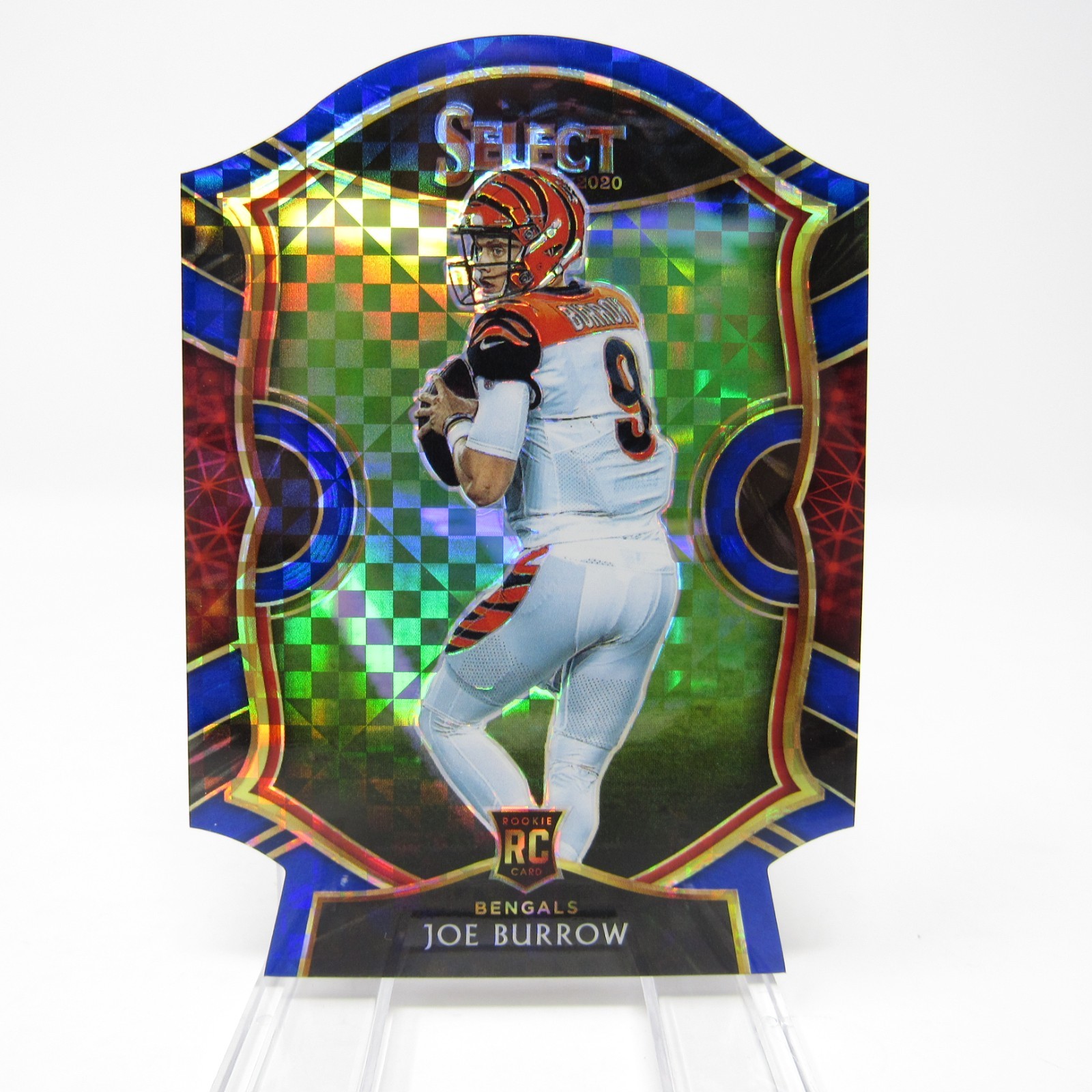 2020 Panini Select Joe Burrow Blue Die-Cut Prizm #46 Rookie Card RC