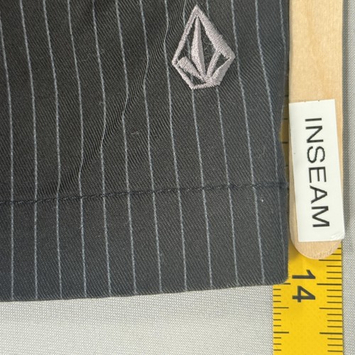 Volcom Frickin Chino Shorts Mens 33 Pinstripe Casual Skate Black Embroidered - Picture 5 of 17