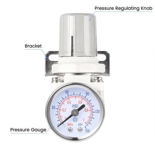1/4 Inch NPT Air Pressure Regulator with Gauge Mini Air Control Valve for Com... - Picture 2 of 7