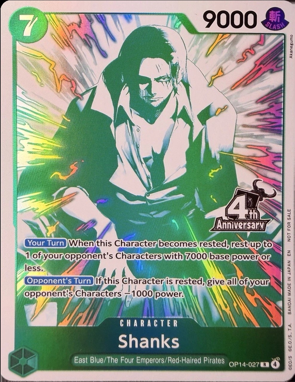Shanks (4th Anniversary Treasure Campa... R Foil OP14-027 OP-PR NM One Piece TCG