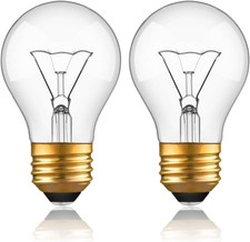 Appliance Oven Light Bulb, High Temp 300  C Resistant,  2 Pack  A15/E26/120V/40 W