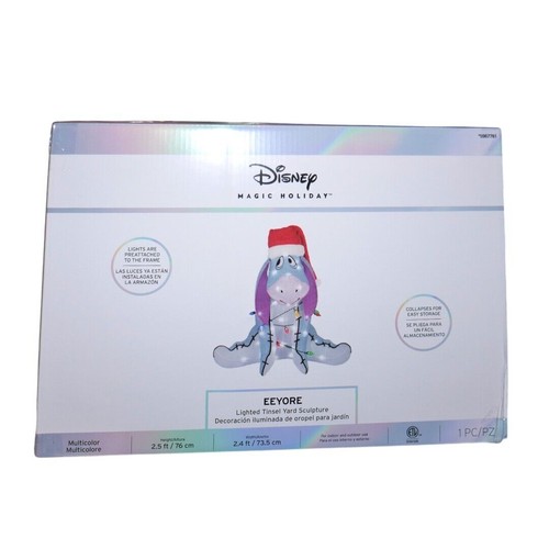 GRANDE EEYORE Natale LED Cortile Scultura Tinsel 30" Disney Decorazione Festività NUOVO - Foto 3 di 11