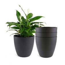 T4U 8.5" Black Self-Watering Planter with Indicator, Set of 4 for House Plants