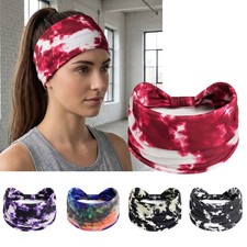 5pcs Tie Dye Headwrap Boho Wide Stretch Women Headband Turban Headwear Biker