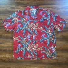 Paradise Found Shirt Mens XL Red Hawaiian Parrot Magnum PI Tom Selleck Vintage