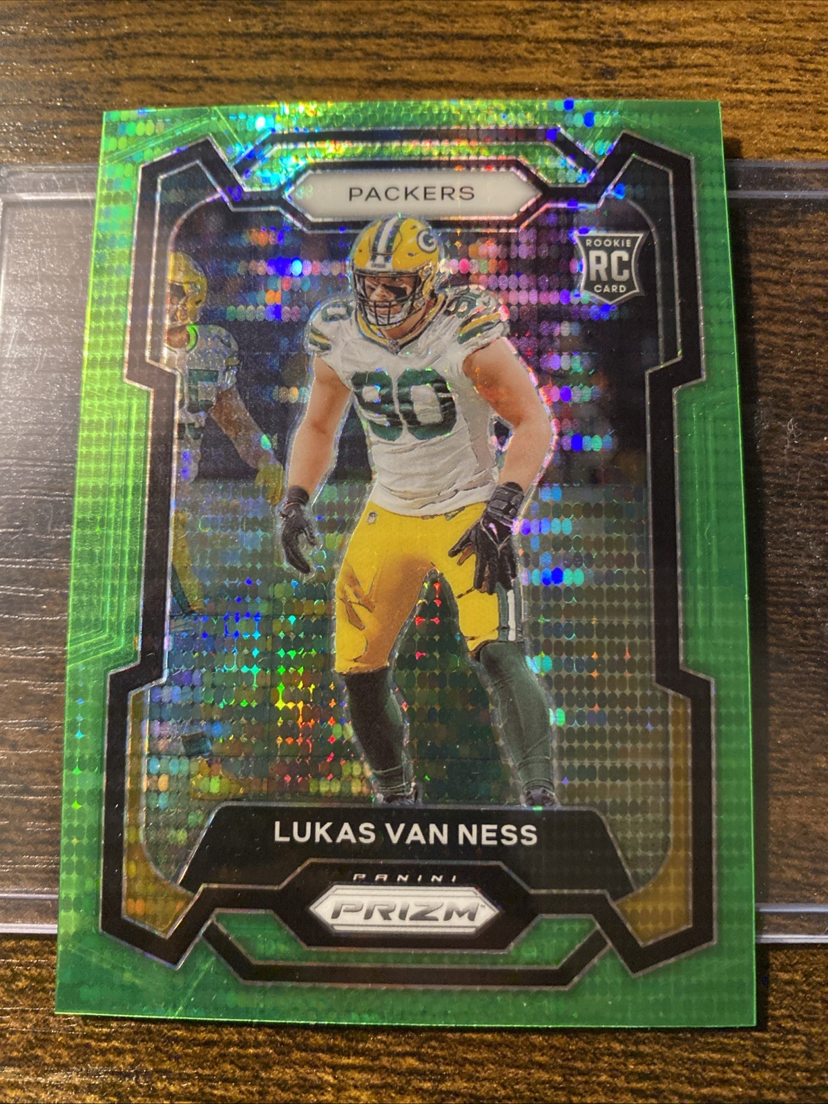 Lukas Van Ness 2023 Panini Prizm Neon Green Pulsar 336 Packers