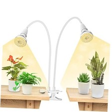 LED Grow Lights for Indoor Plants, 300W Full Spectrum Clip-on 2 Head 1-Pack