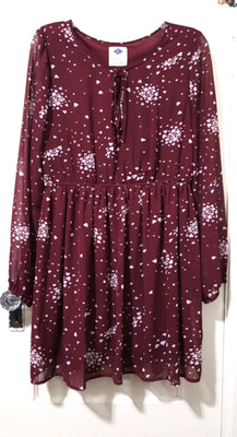 FLASH SALE Womens Wild Blue Sadie Robertson Short Tunic Dress Large Maroon Heart