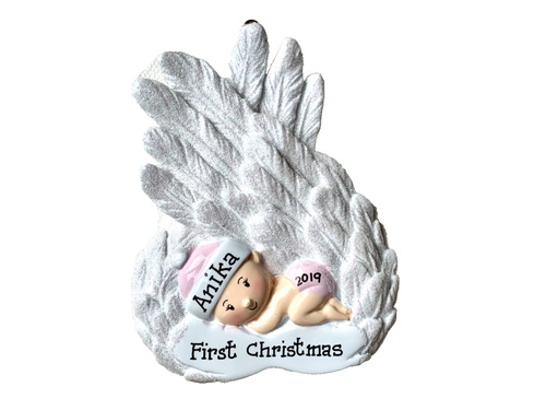 Angelo Bambino Rosa Blu - Ornamento Natalizio Personalizzato - Bimbo - Bimba - Foto 2 di 2