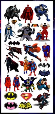 Temporäres Tattoo SET Batman Superhelden Einmal Kinder-Tattoo Marvel DC Joker