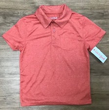 Boys' Short Sleeve Moisture Wicking 2-Button Polo T-Shirt Red Cat  Jack size XS