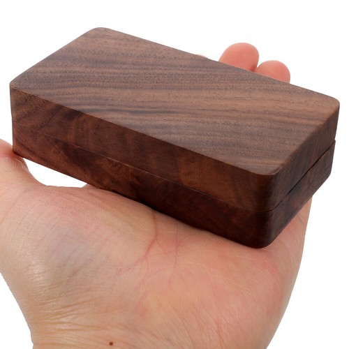 Solid Wood Ring Box Storage Case Bride Travel Holders Vintage Mini - Picture 4 of 12