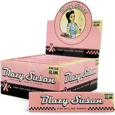 Blazy Susan Pink King Size Slim Smoking Rolling Papers 50 Full Box 2500 Sheets