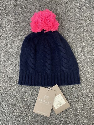 Brodie House Of Cashmere Aspen Pom Pom Bobble Beanie Hat  display picture 1