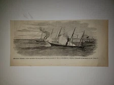 CSS Oveto USS Oneila Mobile Bay Blockade 1862 Civil War Sketch Print